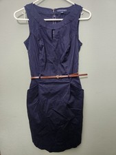 TOMMY HILFIGER Sleeveless Belted Dress With Half Zip Navy, Size 0