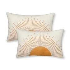 Boho Pillow Covers 12x20 Set of 2 20" x 12" (Pack of 2) Orange Sun Sunshine