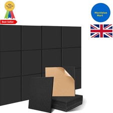 Elegant Black Acoustic Panels - 12 Pack for Home and Studio - 30x30x1cm Size