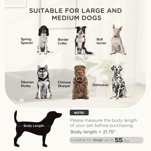 PawHut Pet Sofa for Large Dogs, Dog Couch with Wooden Legs Cushion, Grey - Picture 5 of 11