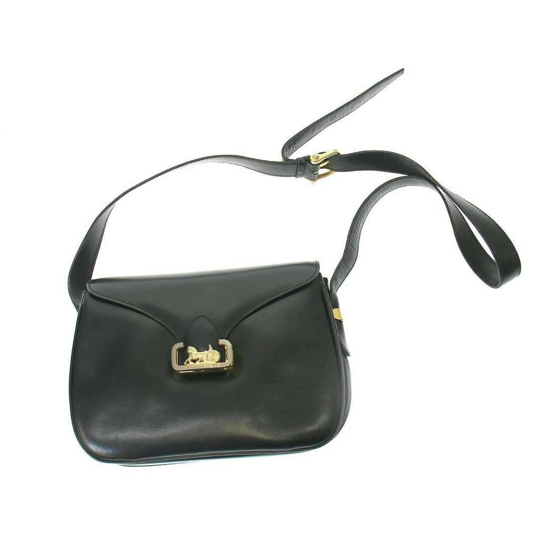 Celine Black Vintage Leather Shoulder Bag with Carriage Hardware
