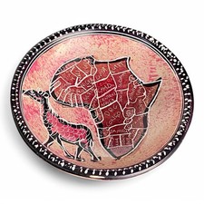 Handgefertigte afrikanische Schale Speckstein Tiermotiv & Kontinent Deko Kunst