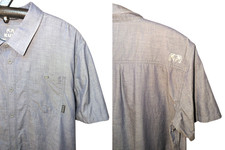 KUIU Terrace Chambray Button Up Shirt Mens XL Blue Work Hiking Outdoor Short Sle