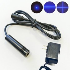 450nm 5mW Focusable Dot/Line/Cross Blue Laser Diode Module 12x50mm DC5V Adapter