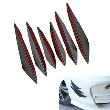 6PCS Car Spoiler Canards Kit, PVC Front Bumper Lip 6 PCS Carbon Fiber Black
