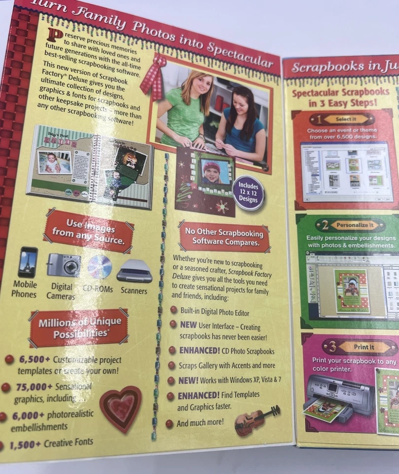 2010 Scrapbook Factory Deluxe v5 Windows 7 Vista XP Brand New Sealed NOS - Image 3 of 4