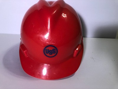 USS United States Steel orange hard hat safety in very good condition MSA