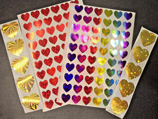 Valentines Day Stickers Shiny Holographic Heart Love Rainbow Gold Red Cute Set
