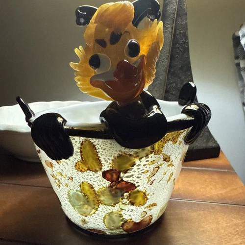 Vintage Murano Art Glass Clown/Jester Bowl-Gold Flecks