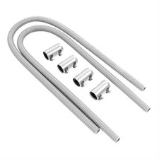 Summit Heater Hose Polished Steel Hose Polished Alum Ends 34 Dia 44 Length