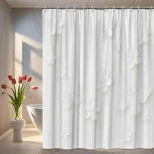 Elegant White Butterfly Shower Curtain for Bathroom Decor