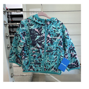Columbia G Whitetail Trail Teal Pink Navy Reversible Hooded Jacket 2T Floral