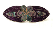 Large Abalone Flower Hair Clip Barrette Purple Background Geometric Shape