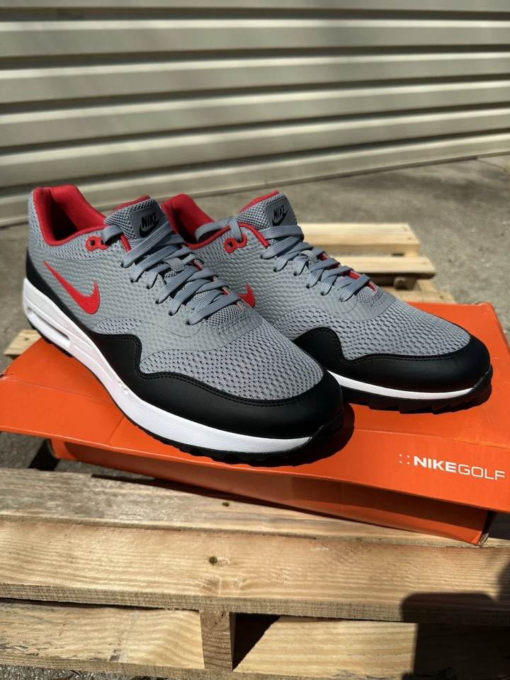 Zapatos de golf Nike Air Max 1 G gris partículas rojo universitario (CI7576-002) talla 12 Foto 2 de 4