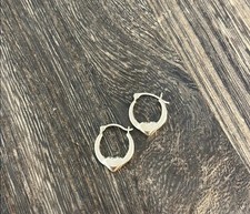 14K REAL GOLD DAINTY HEART HOOP EARRINGS