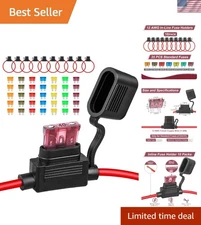 10 Pack Inline Fuse Holder 12V, Professional 12 AWG Waterproof Fuse Holder wi...