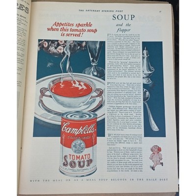 1916 & 1927 Campbell Soup Tomato Condensed Can Print Ads Wall Art