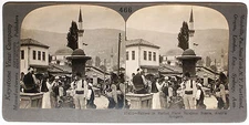Keystone Stereoview Marketplace, Sarajevo, Bosnia from 1910’s Education Set #466