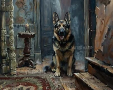 Haunted German Shepherd in Mansion - 8x10 Matte Print