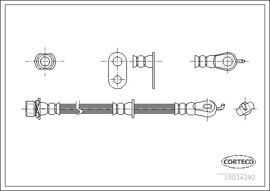19034292 CORTECO Brake Hose for CITROËN,PEUGEOT,TOYOTA