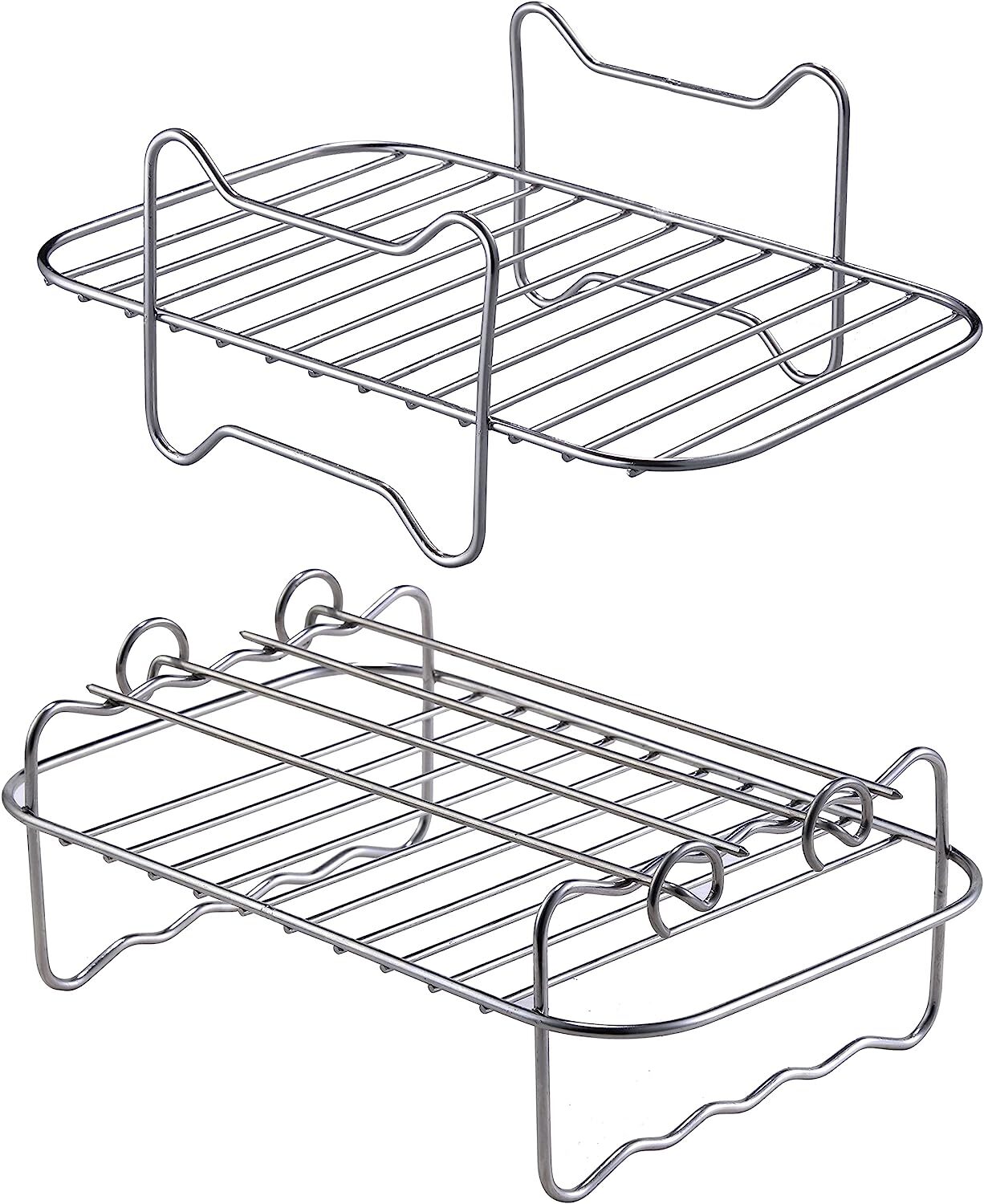 Air Fryer Rack Stainless Steel Double Basket Grill Sticks Accessories