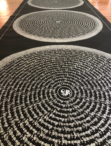Mantra Mandala Thangka, Three Mandala in One Canvas - Picture 2 of 4