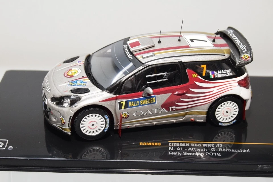 B24 1:43 IXO RAM503 CITROEN DS3 WRC #7 RALLY SUECIA 2012 AL ATTIYAH BERNACCHINI Foto 3 de 4