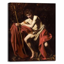 Caravaggio san Giovanni Battista 3 quadro stampa tela dipinto telaio arredo casa