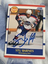 Lot of 2 Stu Barnes autographed Score hockey cards 