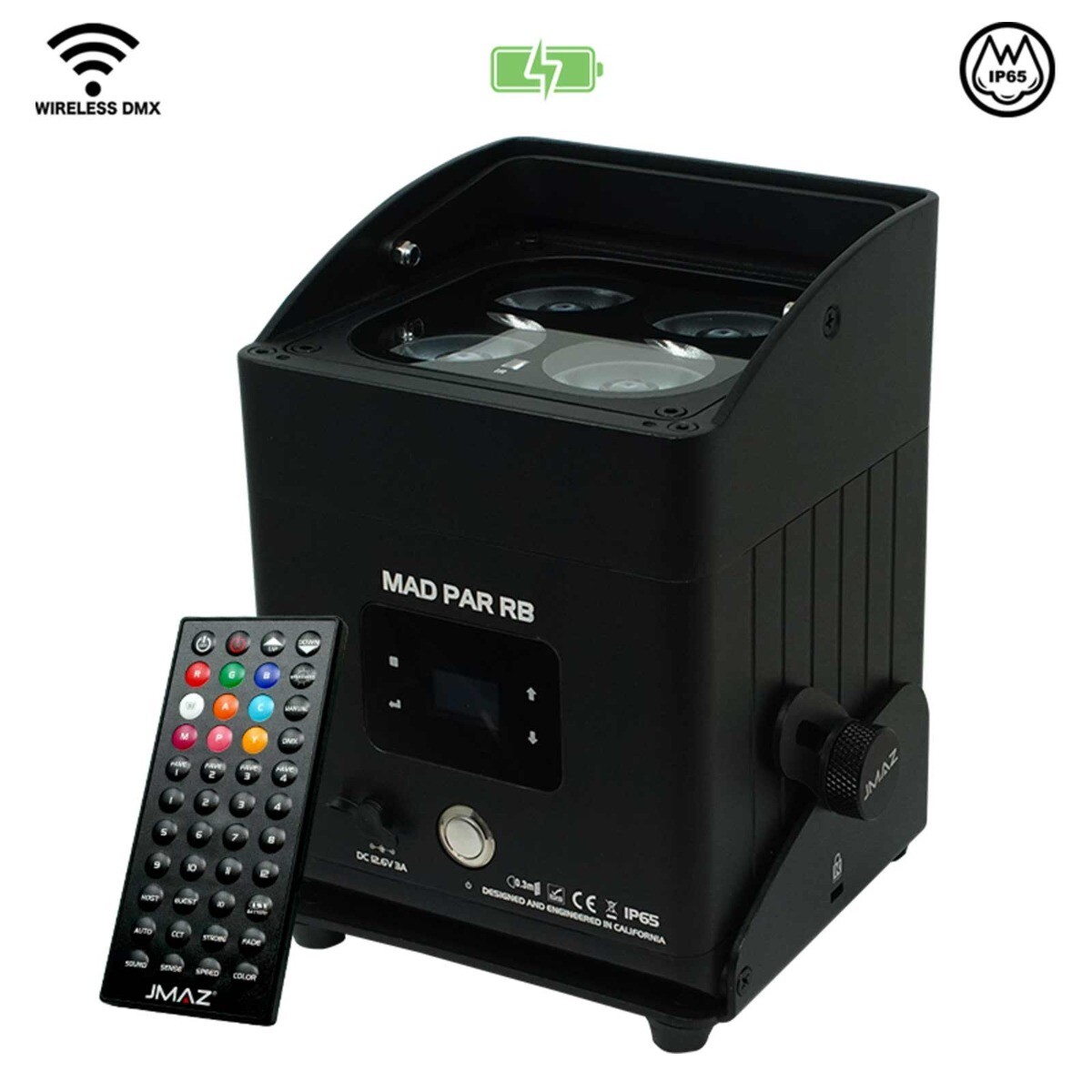 JMAZ Lighting JZ1037 MAD PAR RB Battery Powered IP65 80W RGBWAC LED Uplight 64290₽