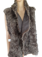 Fever Women's Ladies Gray Faux Fur Reversible Vest Size P -new Wot Boho Trendy