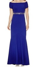 Atelier Danielle Woman  s Royal blue Off The Shoulder Formal Gown Size 4
