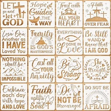 16 Pcs Christian Inspirational Stencils Bible Verse Motivational Quotes Word
