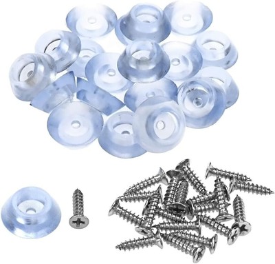 30 Pcs 17mm x 6mm Round Rubber Furniture Feet with Screws, Clear