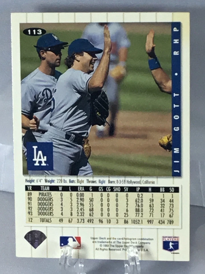 1993 Collectors Choice Jim Gott Autograph #113 - Image 3 of 3