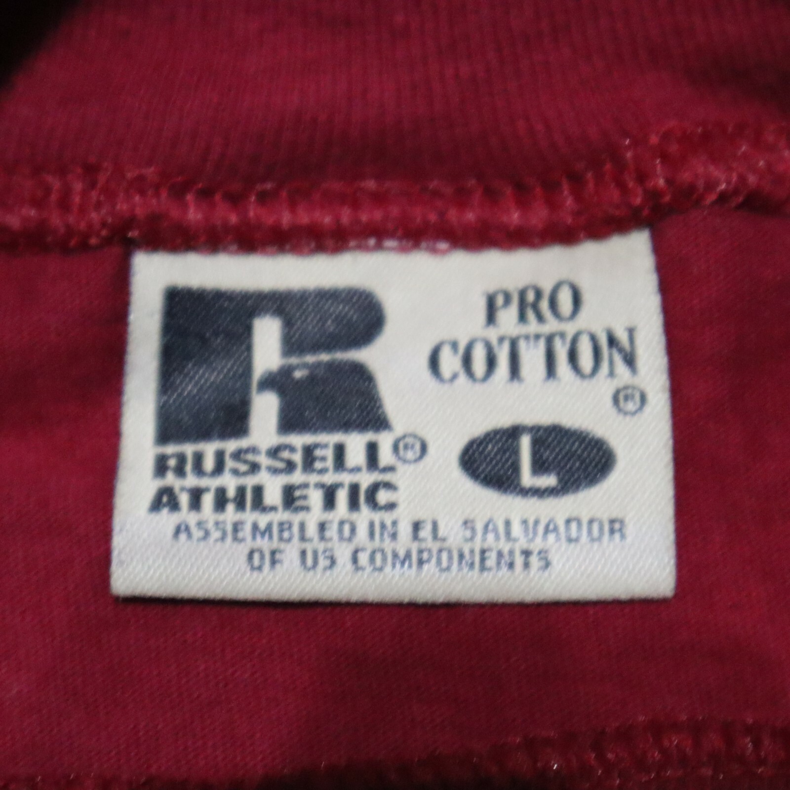 Vintage Russell Athletic Pro Cotton Red Long Sleeve PC Football T Shirt Size L eBay
