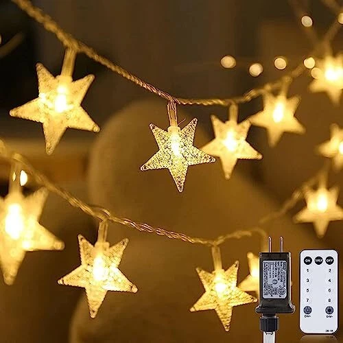 Star String Lights Plug in 33 ft 100 LED Star Fairy String