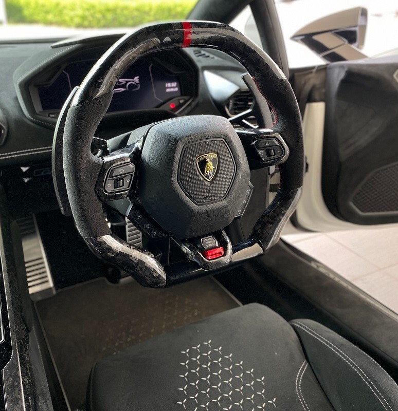 Forged Carbon steering wheel paddle PKG Lamborghini Huracan all model RED ring