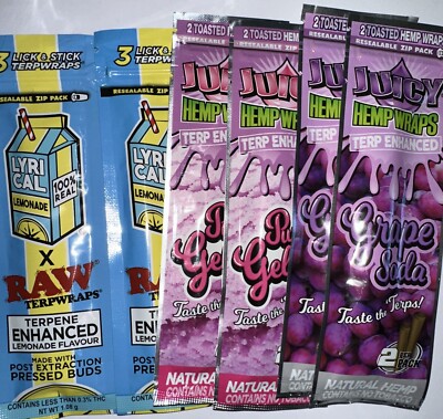 2 Raw Lyrical Lemonade Wraps 4 Juicy Jays Wraps Bundle 6 Packs FREE SHIP