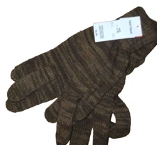 $10 TECH TOUCH MULTI BROWN L/XL Cotton Unisex Gloves CROCHET Knit cozy warm
