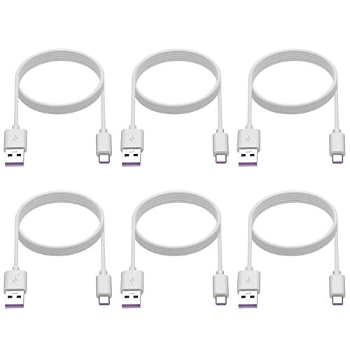 USB to USBC-C Cord 6-Pack USB A to USB C Cable 6ft White C Charger Fast Charg...-image