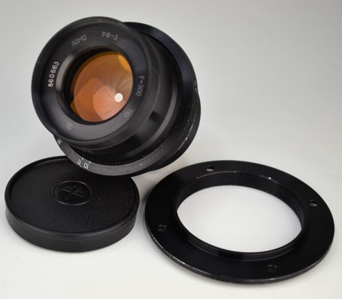 SERVICED! NEAR EXC! USSR 12-BLADES LOMO RF-3 LENS f10/300 + MOUNT RING (3)