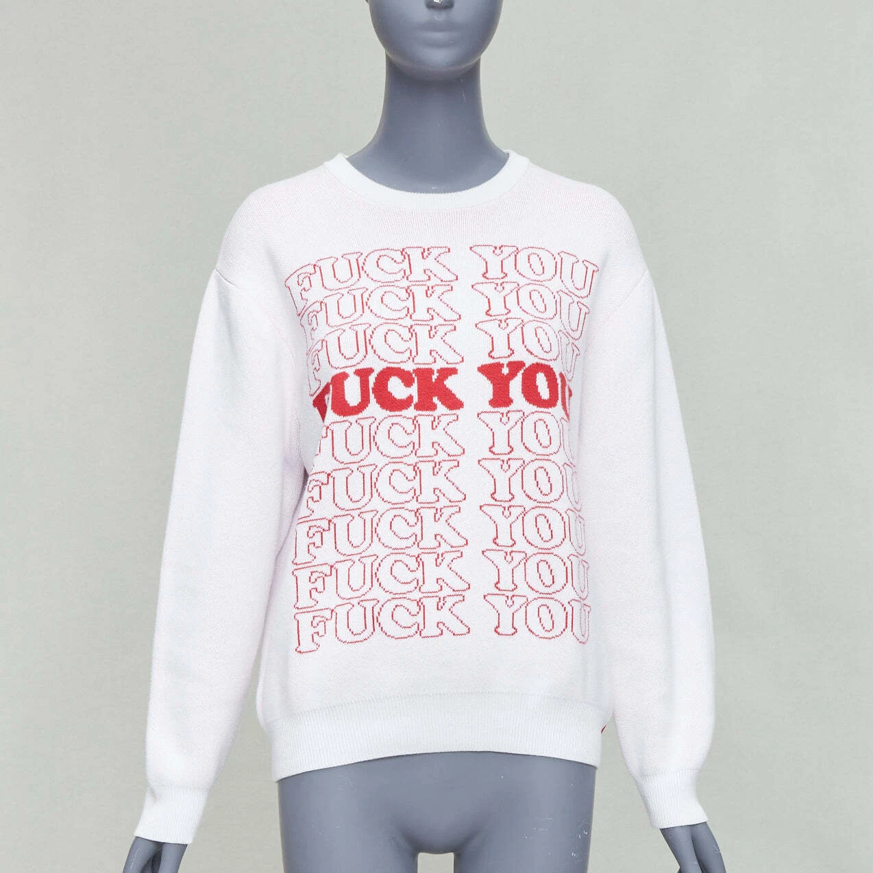 Pull pull slogan SUPREME Hystérique Glamour blanc rouge F YOU S