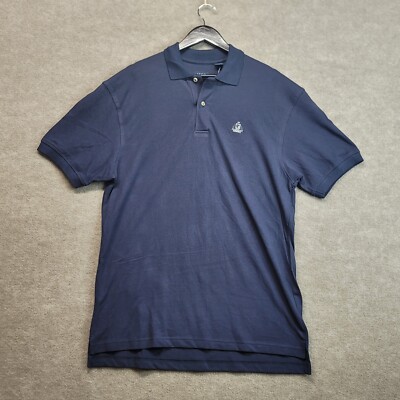 IZOD Basix Men's Polo Shirt  Blue Short Sleeve Logo Button Size Medium 