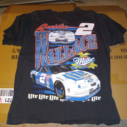 Vtg Rare NASCAR #2 Two Sided Tultex Rusty Wallace Miller Racing T Shirt SZ L - Picture 5 of 5