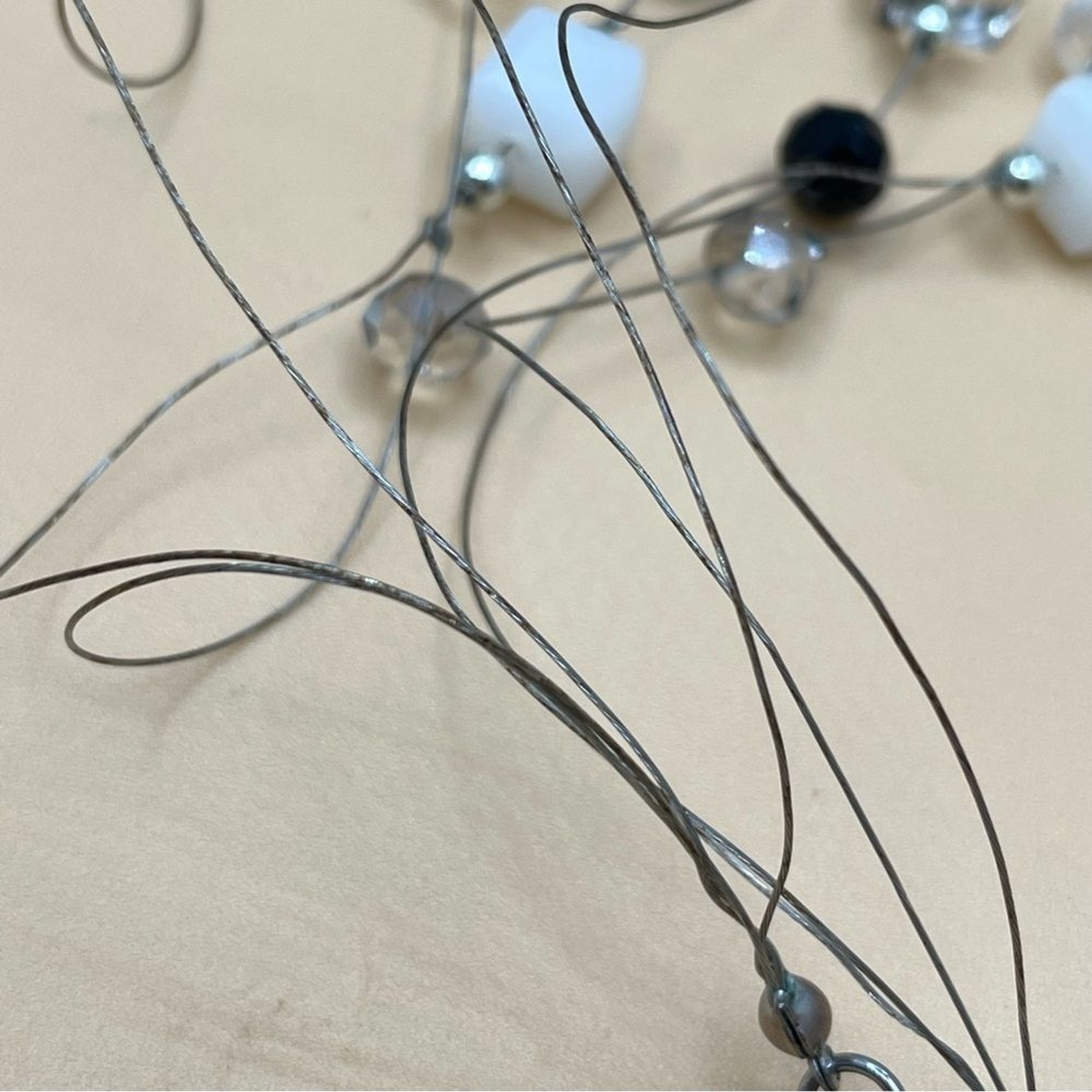 Beautiful Unsigned Floating Black White Glass Bea… - image 7