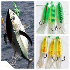 1 Pack 3 Giant Squid Cuttlefish Rigs Soft Baits Fishing Lures 4/0 Hook Sabiki