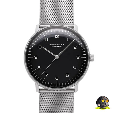 Junghans Max Bill Black 027/3400.02M Automatic 38mm Sapphire Glass Men's Watch