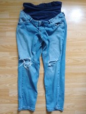 Primark Womens Blue Cotton Distressed Maternity Jeans UK 16