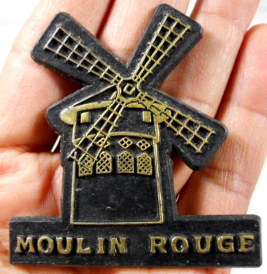 vintage Moulin Rouge France windmill travel souvenir fridge magnet